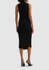 Versace Sleeveless Rib Knit Cutout Midi Dress