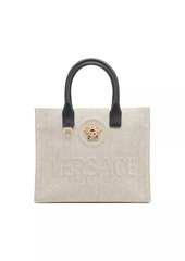 Versace Small Canvas & Leather Tote Bag