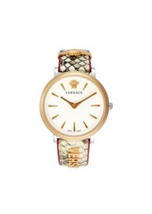 Versace Stainless Steel & Snake-Print Leather Strap Watch