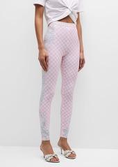 Versace Stampa Silver Baroque Damier Lycra Leggings