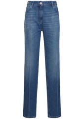 Versace Stonewashed High Rise Straight Jeans