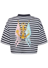 Versace Striped Jersey Crop T-shirt