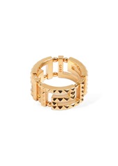 Versace Studded Greek Motif Band Ring