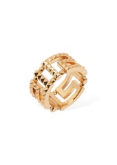 Versace Studded Greek Motif Band Ring