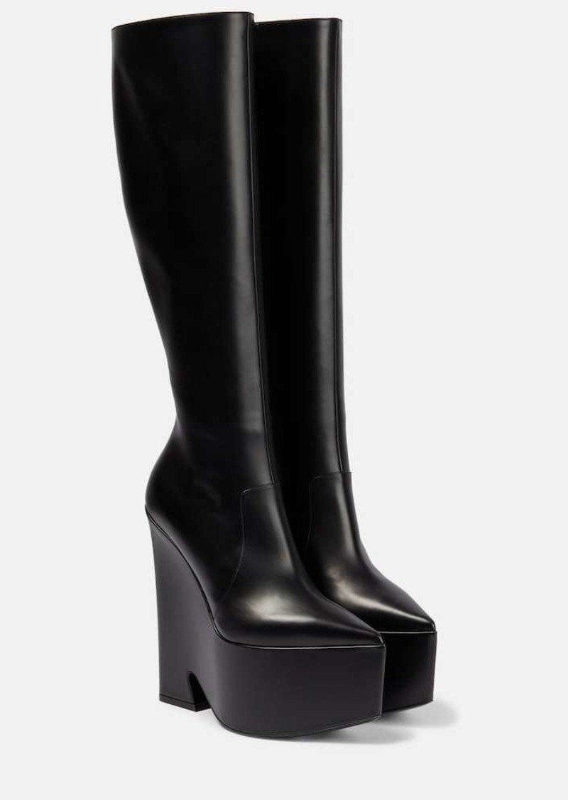 Versace Tempest leather platform knee-high boots