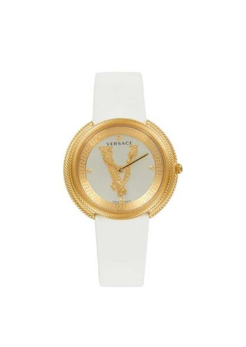 Versace Thea 38MM IP Goldtone Stainless Steel & Leather Strap Watch