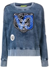 Versace tiger patch applique washed sweatshirt