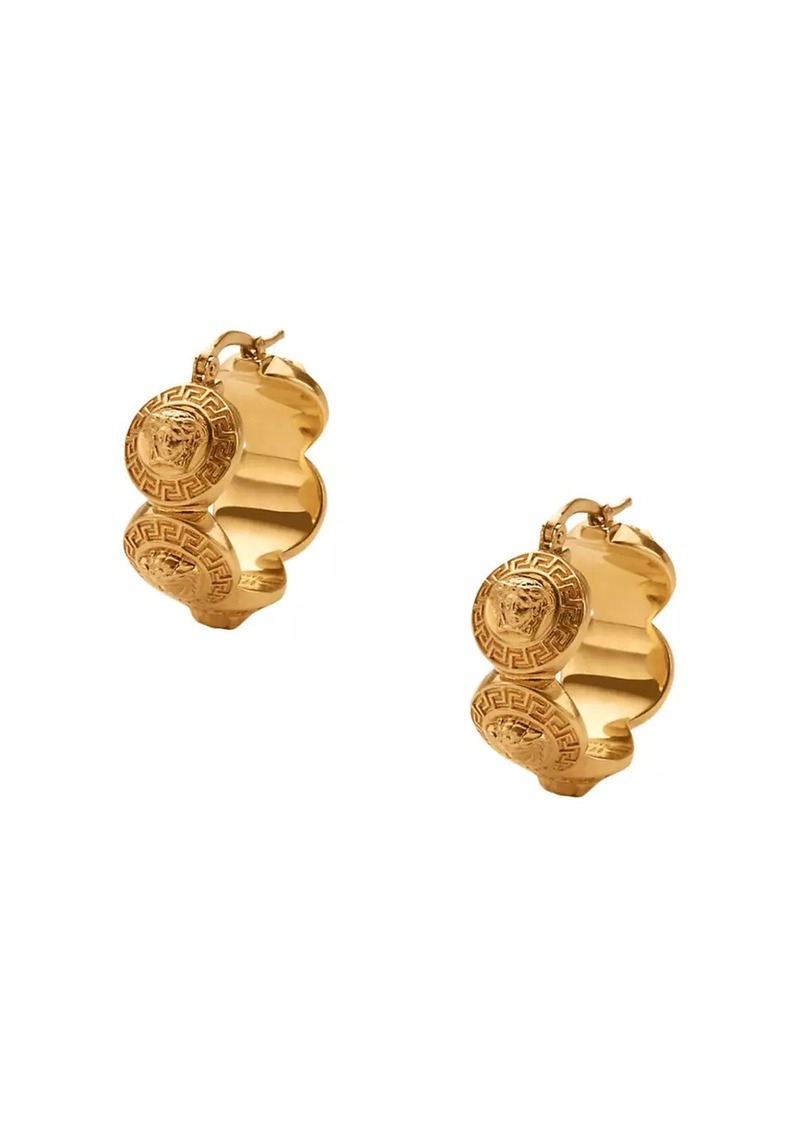 Versace Tribute Medusa Goldtone Hoop Earings