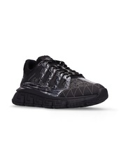 Versace Trigreca Logo Mesh & Leather Sneakers