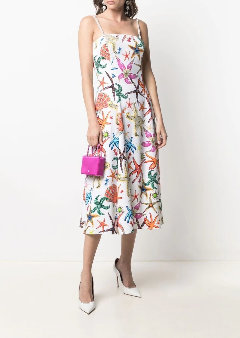 trésor de la mer print pleated midi dress