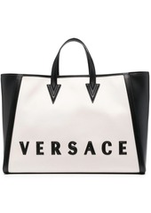 Versace two-tone logo-print tote bag