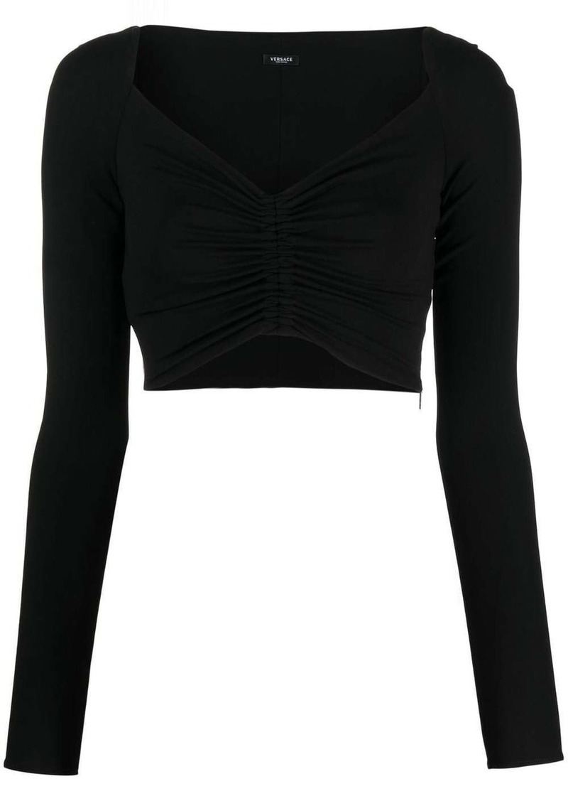 Versace V-neck cropped blouse