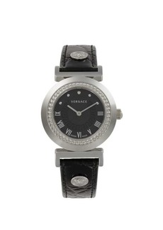 Versace Vanity 35MM Stainless Steel & Leather Strap Watch