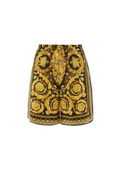 Versace - Baroque-print Silk-twill Shorts - Mens - Black Gold