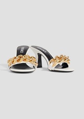 Versace - Chain-embellished leather mules - White - EU 37