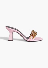 Versace - Chain-embellished leather mules - Pink - EU 38