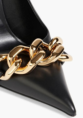 Versace - Chain-embellished leather pumps - Black - EU 37