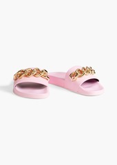Versace - Chain-embellished leather slides - Pink - EU 36