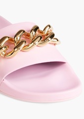 Versace - Chain-embellished leather slides - Pink - EU 36