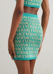 Versace - Cotton-blend jacquard-knit mini skirt - Blue - IT 36