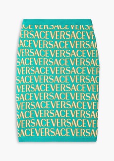 Versace - Cotton-blend jacquard-knit mini skirt - Blue - IT 36
