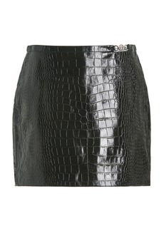 Versace - Croc-Effect Leather Mini Skirt    - Black - IT 38 - Moda Operandi