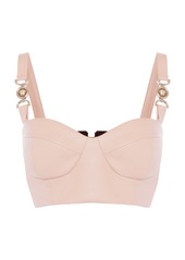 Versace - Cropped Leather Bustier Top - Pink - IT 40 - Moda Operandi