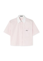 Versace - Cropped Striped Cotton-Oxford Shirt  - Pink - IT 38 - Moda Operandi