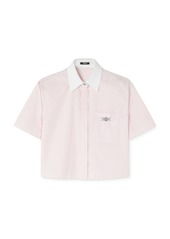 Versace - Cropped Striped Cotton-Oxford Shirt  - Pink - IT 44 - Moda Operandi