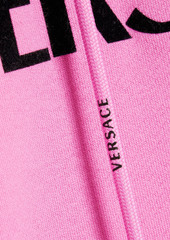 Versace - Crystal-embellished printed French cotton-blend terry hoodie - Pink - IT 38