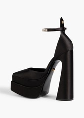 Versace - Crystal-embellished satin platform pumps - Black - EU 38