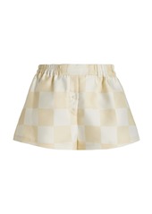 Versace - Damier-Print Duchess Satin Shorts - Neutral - IT 38 - Moda Operandi