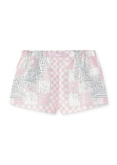 Versace - Damier-Print Duchess Satin Shorts - Pink - IT 42 - Moda Operandi