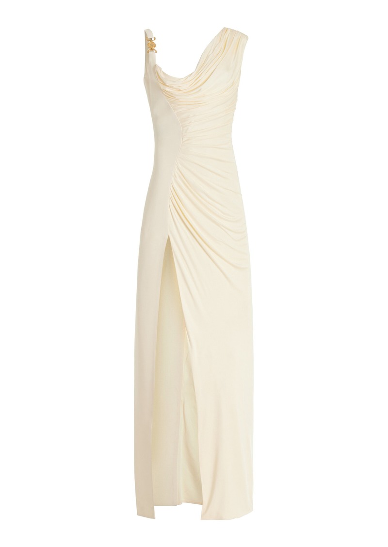 Versace - Draped Jersey Gown - White - IT 40 - Moda Operandi