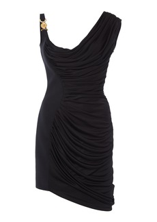 Versace - Draped Jersey Mini Dress - Black - IT 38 - Moda Operandi