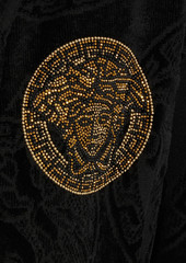 Versace - Embellished cotton-terry jacquard robe - Black - L