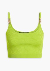 Versace - Embellished jacquard-knit bra top - Green - IT 40
