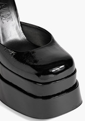 Versace - Medusa Aevitas embellished patent-leather platform pumps - Black - EU 35
