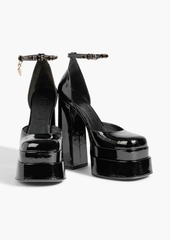 Versace - Medusa Aevitas embellished patent-leather platform pumps - Black - EU 35