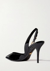 Versace - Embellished patent-leather slingback pumps - Black - EU 38