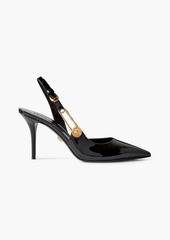 Versace - Embellished patent-leather slingback pumps - Black - EU 38