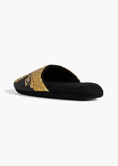 Versace - Embellished printed canvas slippers - Black - M
