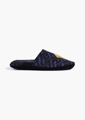 Versace - Embellished printed canvas slippers - Blue - S