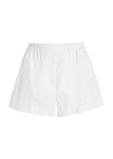 Versace - Embroidered Cotton Poplin Shorts - White - IT 36 - Moda Operandi