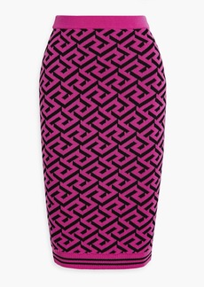 Versace - Jacquard-knit wool-blend pencil skirt - Pink - IT 38