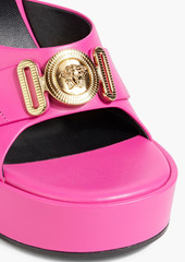 Versace - La Medusa embellished leather platform mules - Pink - EU 36