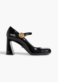 Versace - La Medusa embellished patent-leather Mary Jane pumps - Black - EU 36