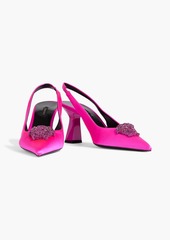 Versace - La Medusa embellished satin slingback pumps - Pink - EU 35