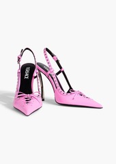 Versace - Laced Pin-Point leather slingback pumps - Pink - EU 37