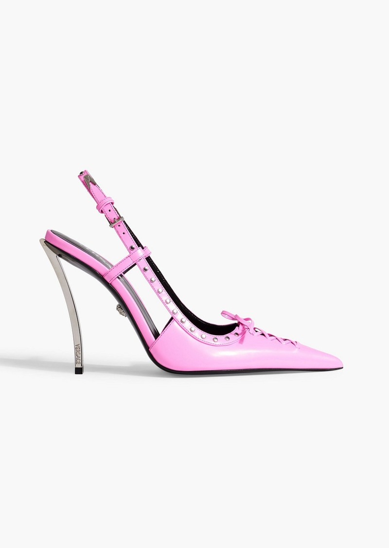 Versace - Laced Pin-Point leather slingback pumps - Pink - EU 37
